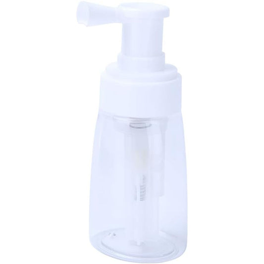 Generic barber powder bottle spray front view clear refillable talc applicator