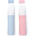 Lapfoon silicone hair oil applicator bottle front view showing the pink squeezable body and comb cap.