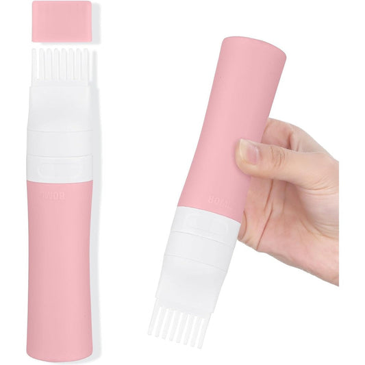 Bunrod silicone root comb applicator bottle pink front view showing graduated scale for precise hair oiling