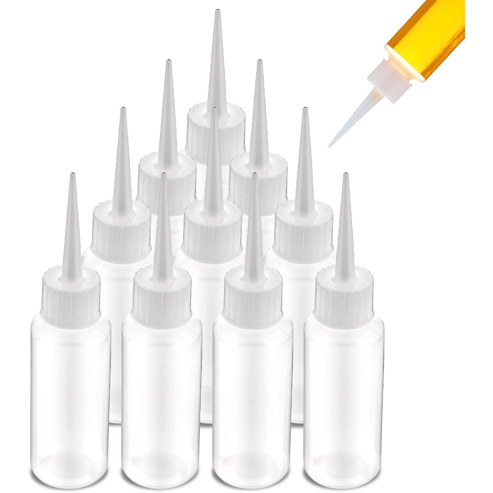 LLOUSSAK plastic squeeze bottles front view showing 10-piece clear applicator set for liquids.