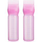 PAEFIU root comb applicator bottle pink 2 pack front view showing graduated scale measurements