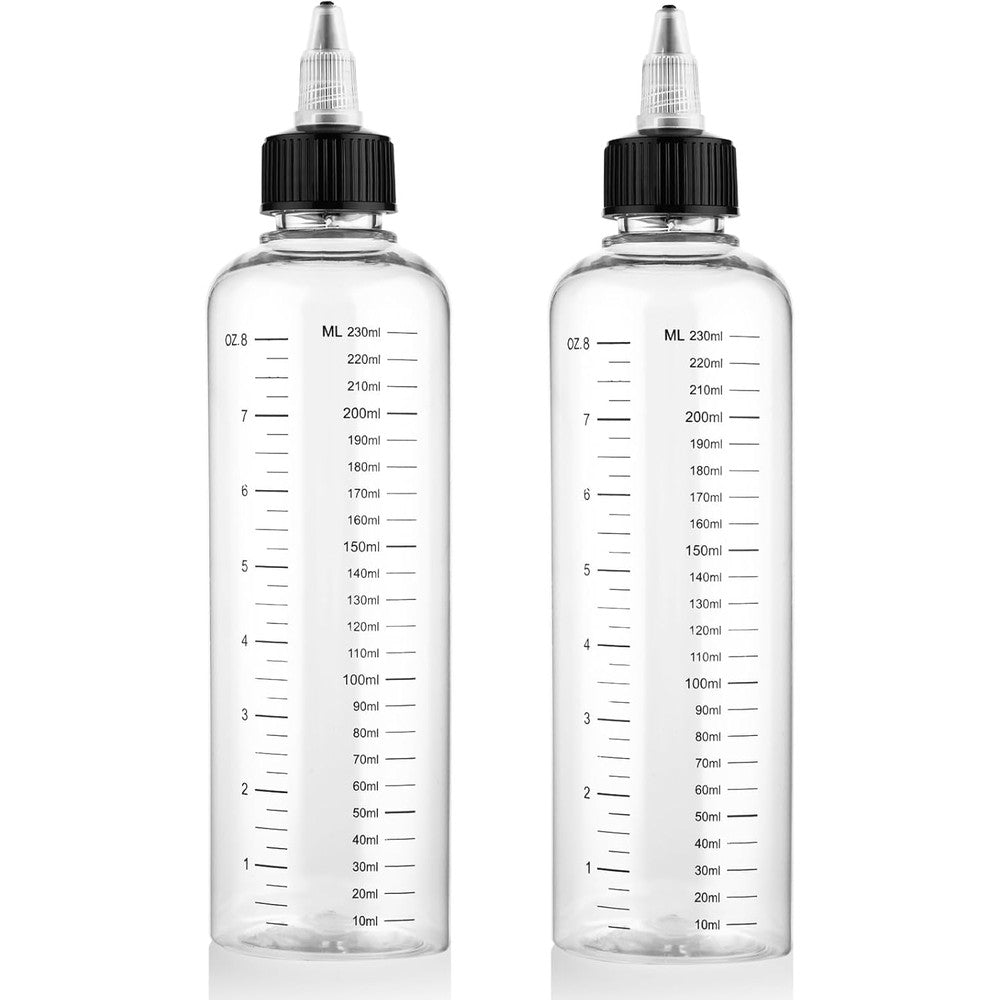 Hpmjz hair oil applicator bottle two pack front view highlighting clear measurement scale