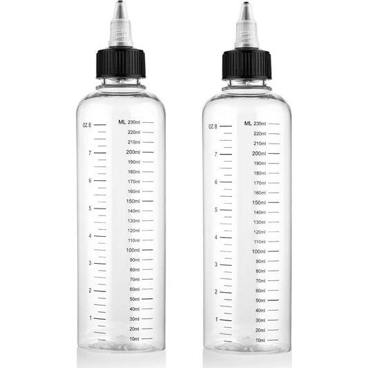 Hpmjz hair oil applicator bottle two pack front view highlighting clear measurement scale