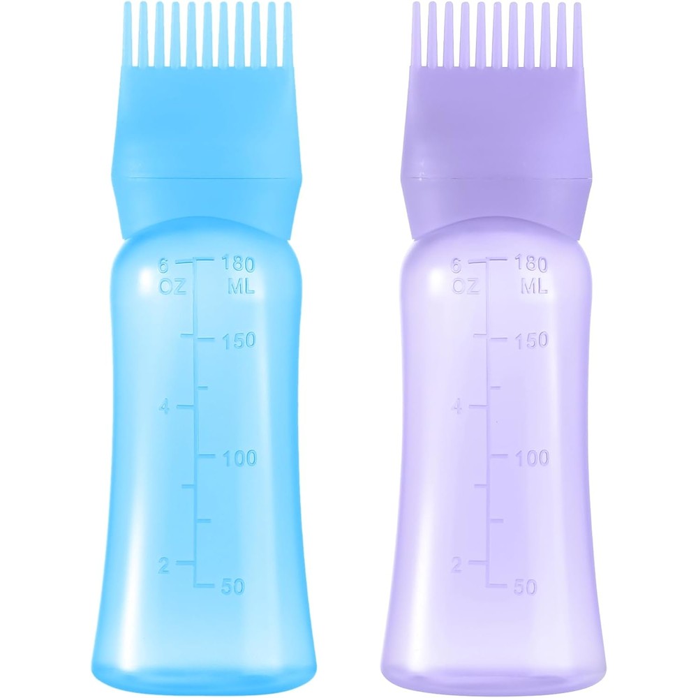 Aurnoet root comb applicator bottle front view showing purple and blue colors