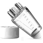 Colayerist scalp applicator comb front view showing transparent fluid reservoir