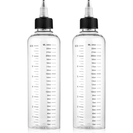 SynHHergyx 2 Pack Applicator Bottle for Hair front view showing clear graduated measurement scale.