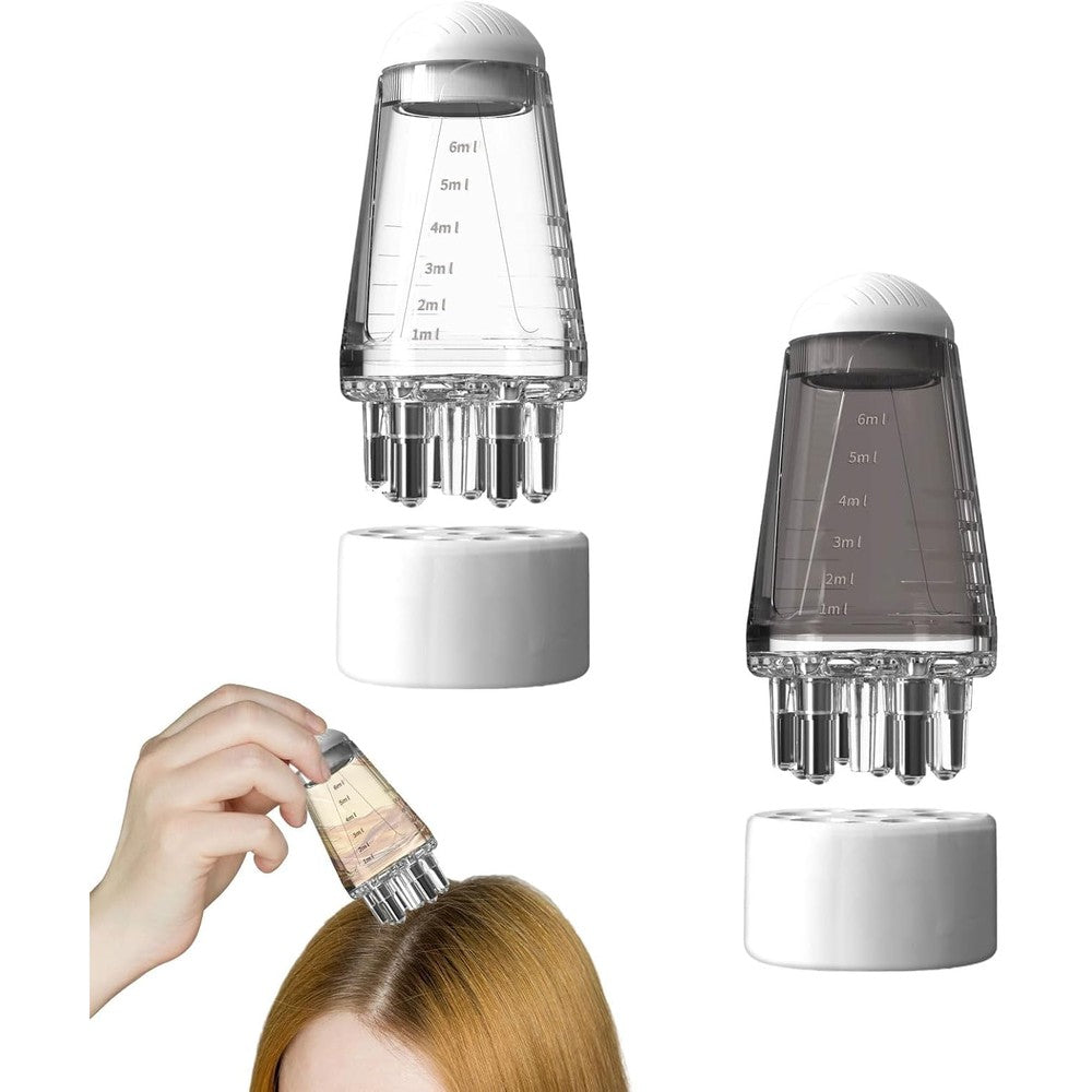 Generic hair oil applicator bottle set front view showcasing clear and gray options.