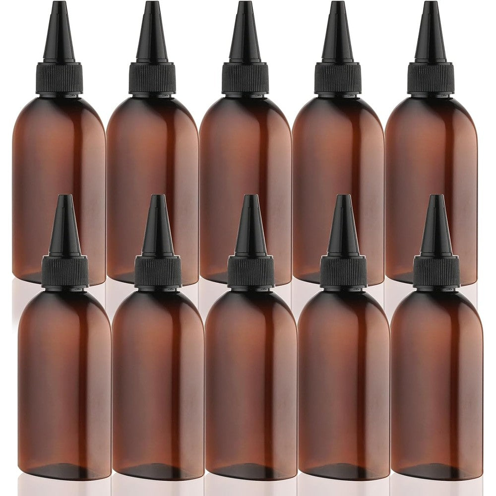 Cosywell empty squeeze bottles 10 pack front view containing hair color oil