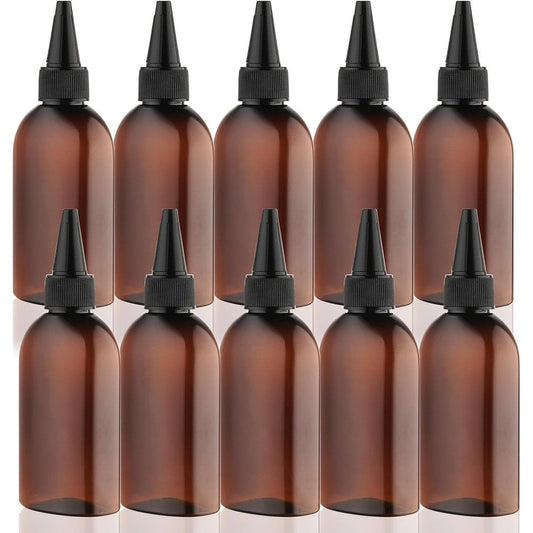 Cosywell empty squeeze bottles 10 pack front view containing hair color oil