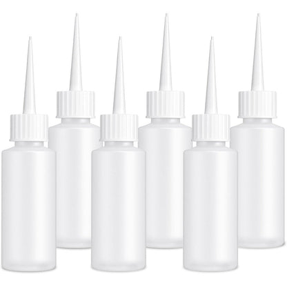 BlingKingdom plastic squeeze precision tip applicator bottles six count front view showing clear scale markings