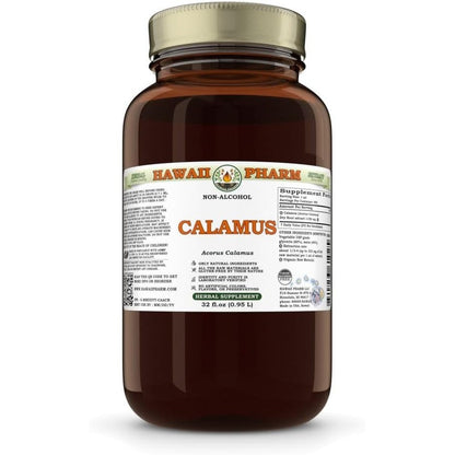 Hawaii Pharm Calamus Root Glycerite Extract 32 fluid ounce front view bottle for herbal wellness