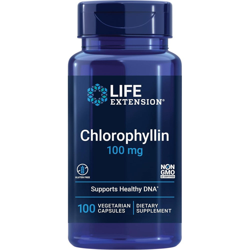 Life Extension Chlorophyllin DNA Health Support 100 vegetarian capsules front view