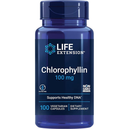 Life Extension Chlorophyllin DNA Health Support 100 vegetarian capsules front view