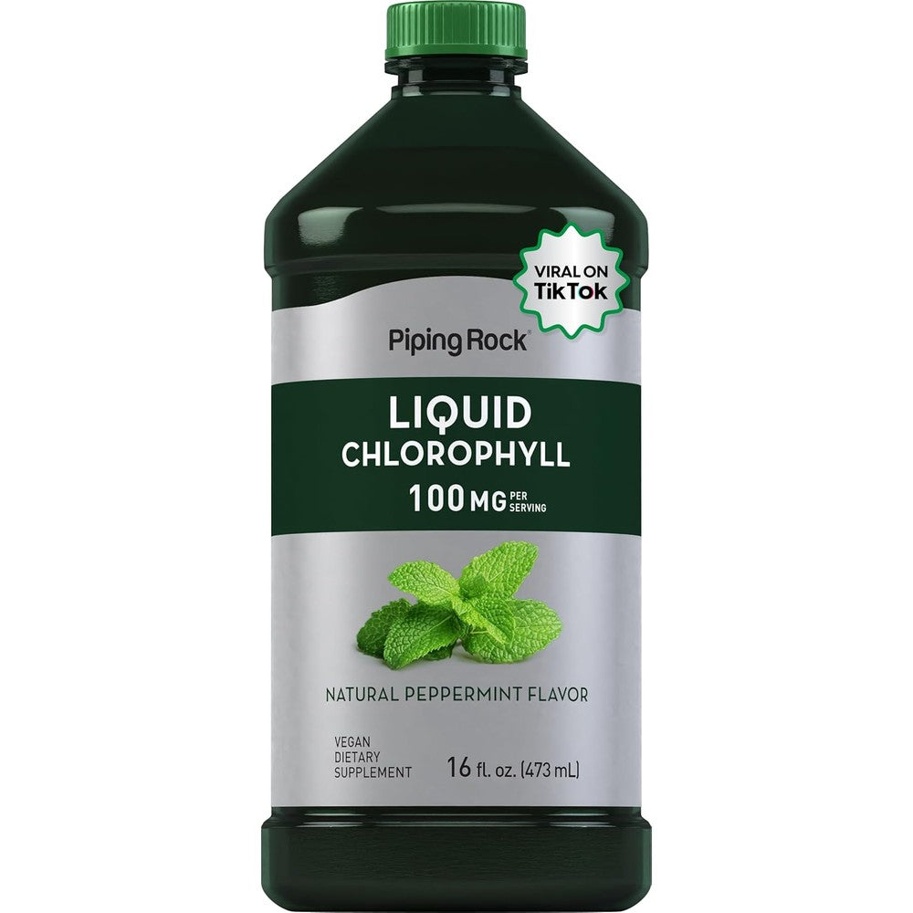 Piping Rock Liquid Chlorophyll 100mg Mint Flavor front view