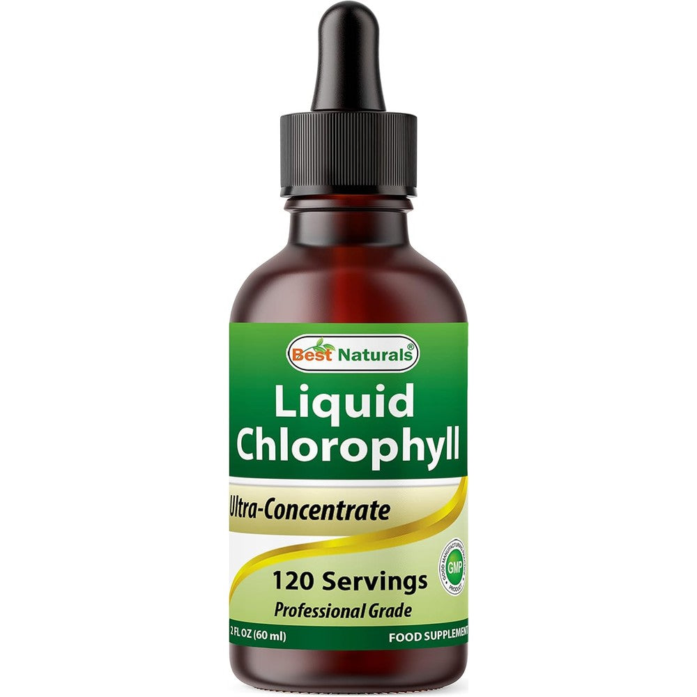 Best Naturals Liquid Chlorophyll Drops front view bottle showing 50mg vegan detox formula