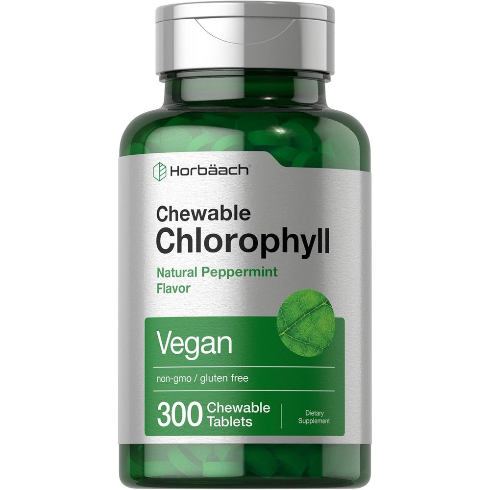 Horbäach Chlorophyll Pills 300 Chewable Tablets front bottle view