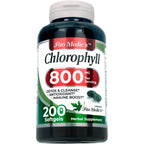 Fito Medic's Lab Chlorophyll Daily Supplement 200 Softgels bottle front view displaying the 800 mg dosage for internal cleansing.