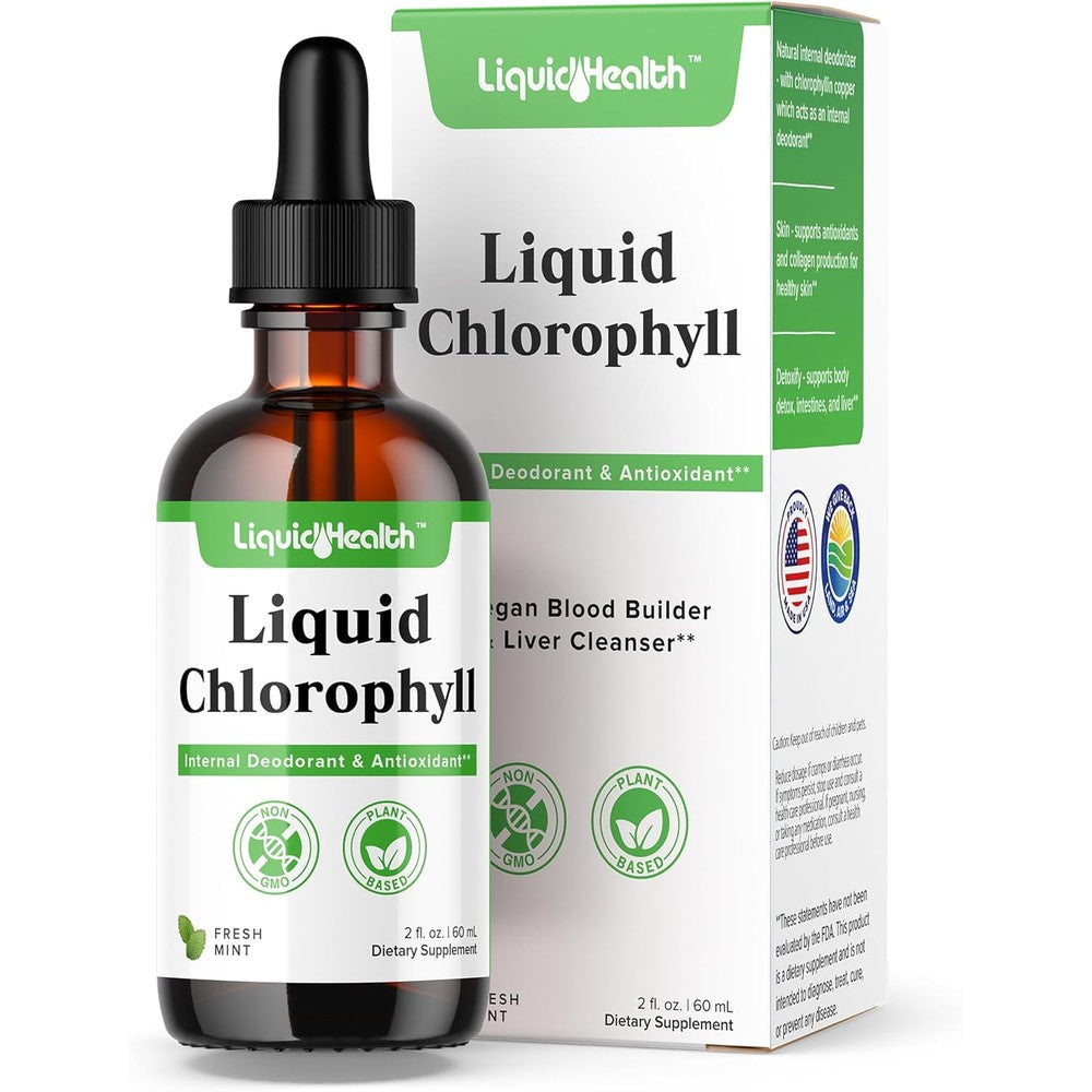 LiquidHealth Chlorophyll Drops front view premium internal deodorizer supplement bottle