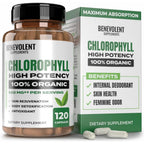Benevolent Nourishment Chlorophyll Capsules 350mg front bottle view for natural internal deodorizing