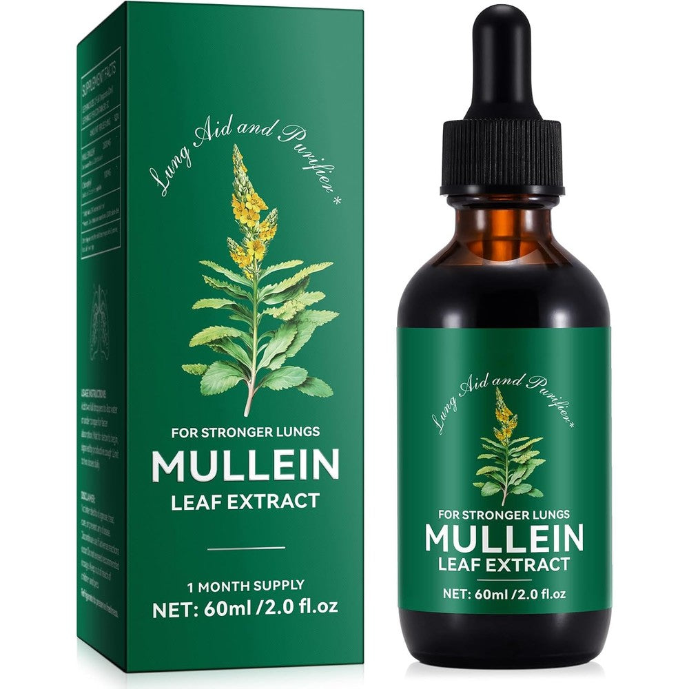 BOIUOITI Mullein Leaf Extract Liquid Drops front view bottle for lung cleanse
