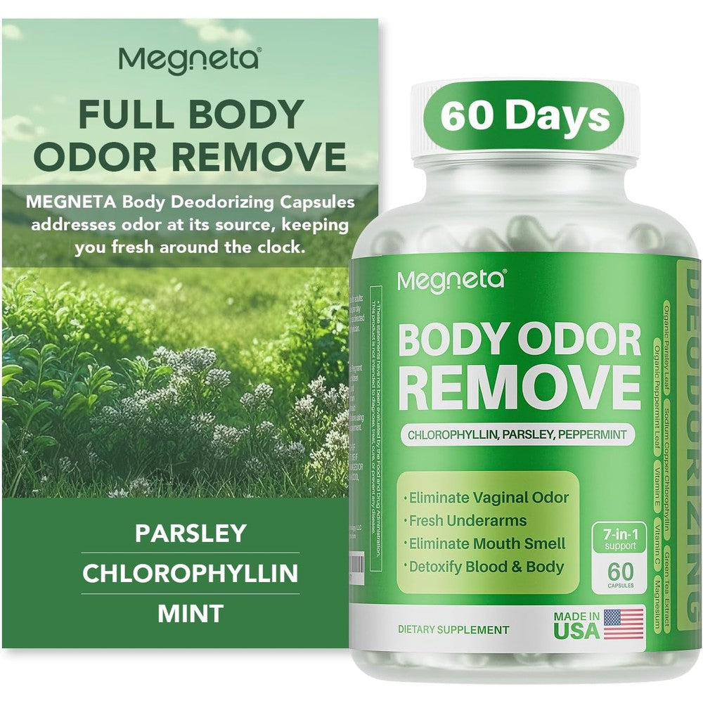 MEGNETA body deodorizing supplement 60 capsules front view packaging