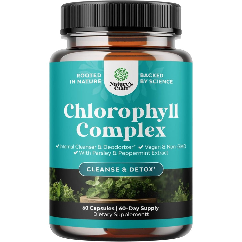 Natures Craft Chlorophyll Capsules 60 count bottle front view