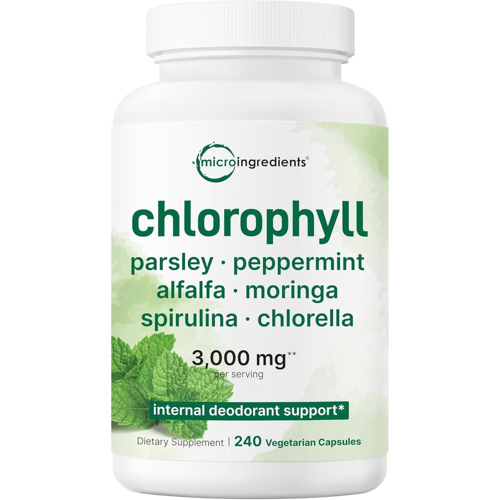 Micro Ingredients Chlorophyll Super Greens Complex 240 capsules front bottle view