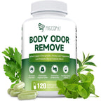 Migcopat Chlorophyll Body Deodorizing Supplement 120 capsules front view bottle showing internal deodorant label