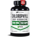 Healthfare Chlorophyll Capsules 600mg front view bottle packaging showing 150 vegan pills