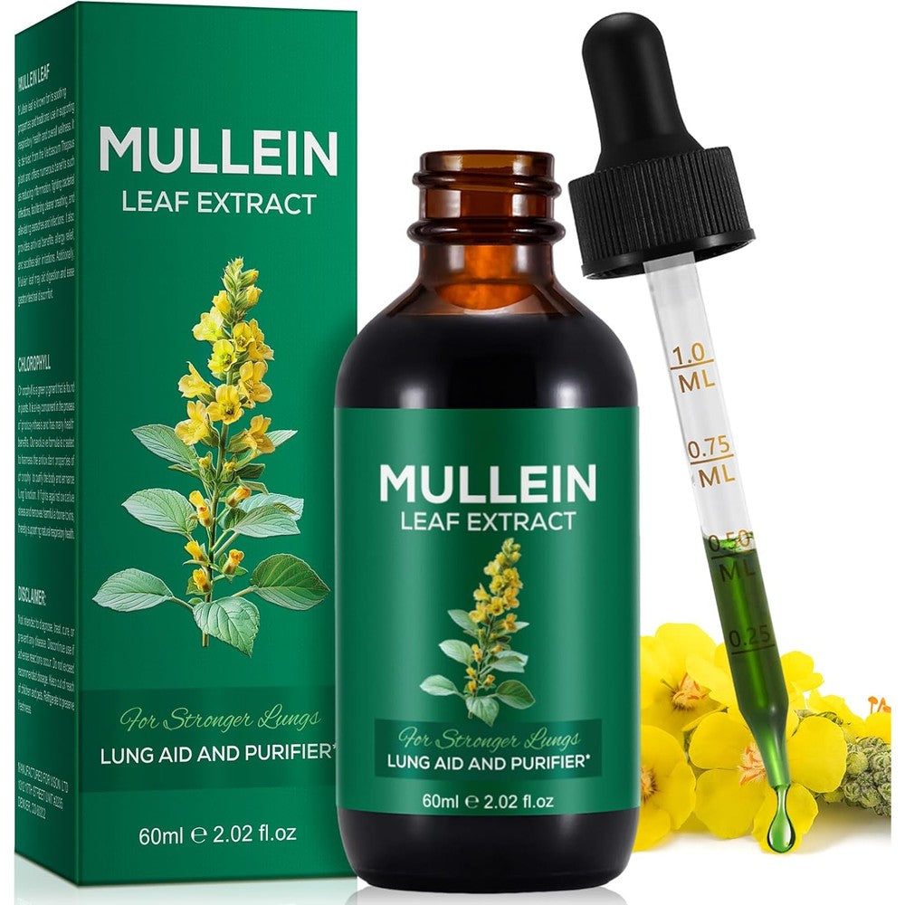 APCKFLEE Mullein Leaf Extract Liquid Drops front view bottle for respiratory wellness