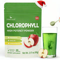 Lifebooil Chlorophyll Powder front view of crisp apple flavor packaging for gut health supplement.
