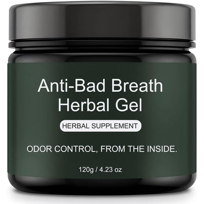 WVJIGE natural anti bad breath herbal gel supplement front view for internal oral freshness