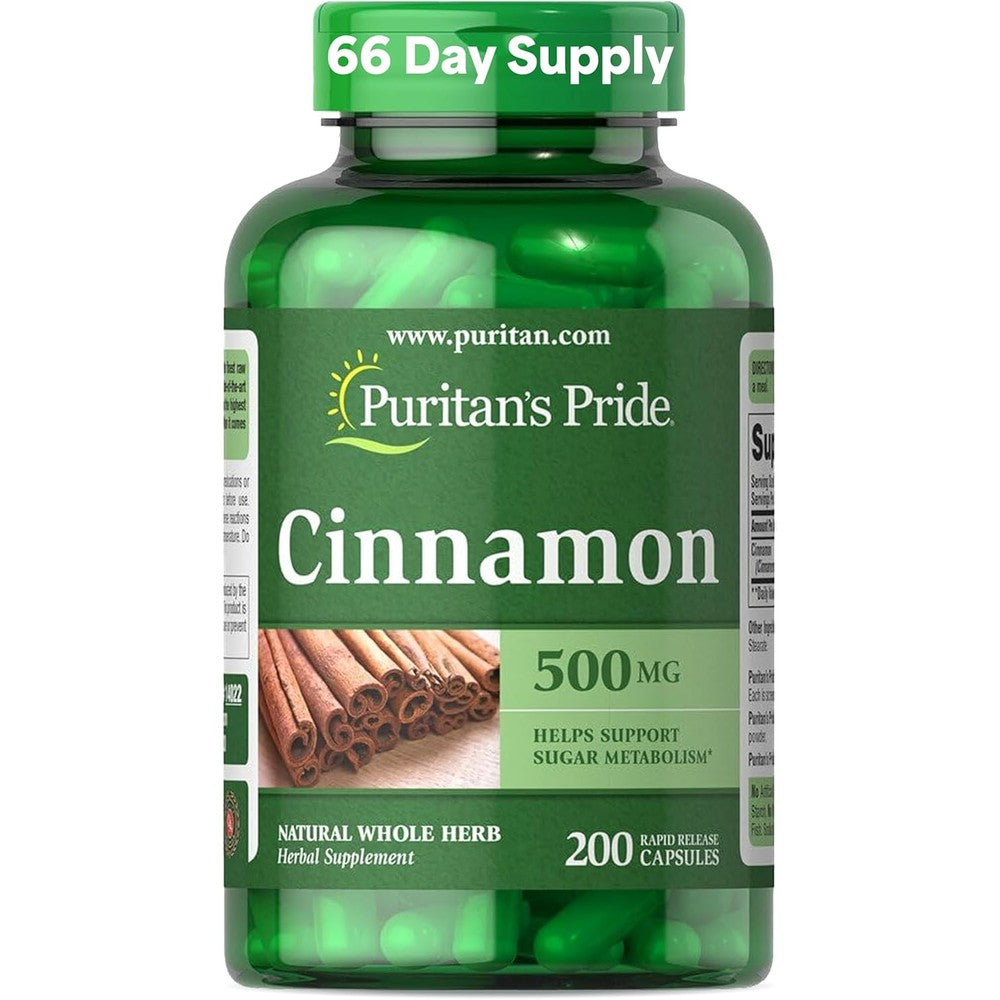 Puritan's Pride Cinnamon 500mg 200 capsules front view