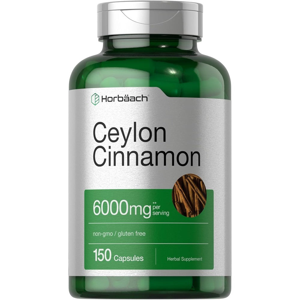Horbäach Ceylon Cinnamon 6000mg 150 Capsules front view