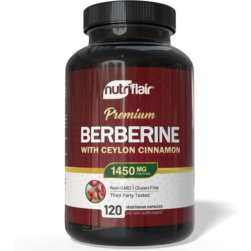 NutriFlair Berberine with Ceylon Cinnamon bottle front view