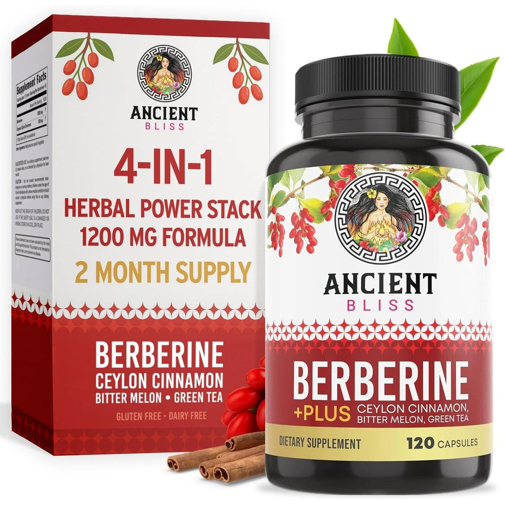 Ancient Bliss Berberine HCL 1200mg bottle front view