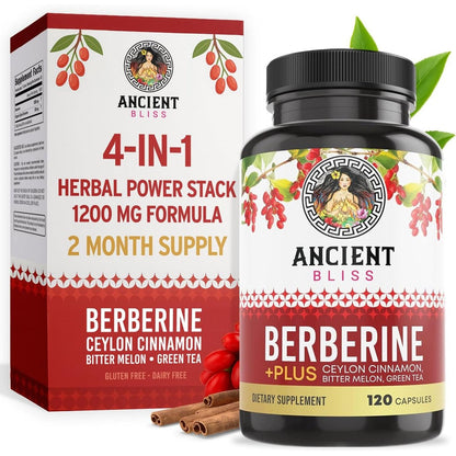 Ancient Bliss Berberine HCL 1200mg bottle front view