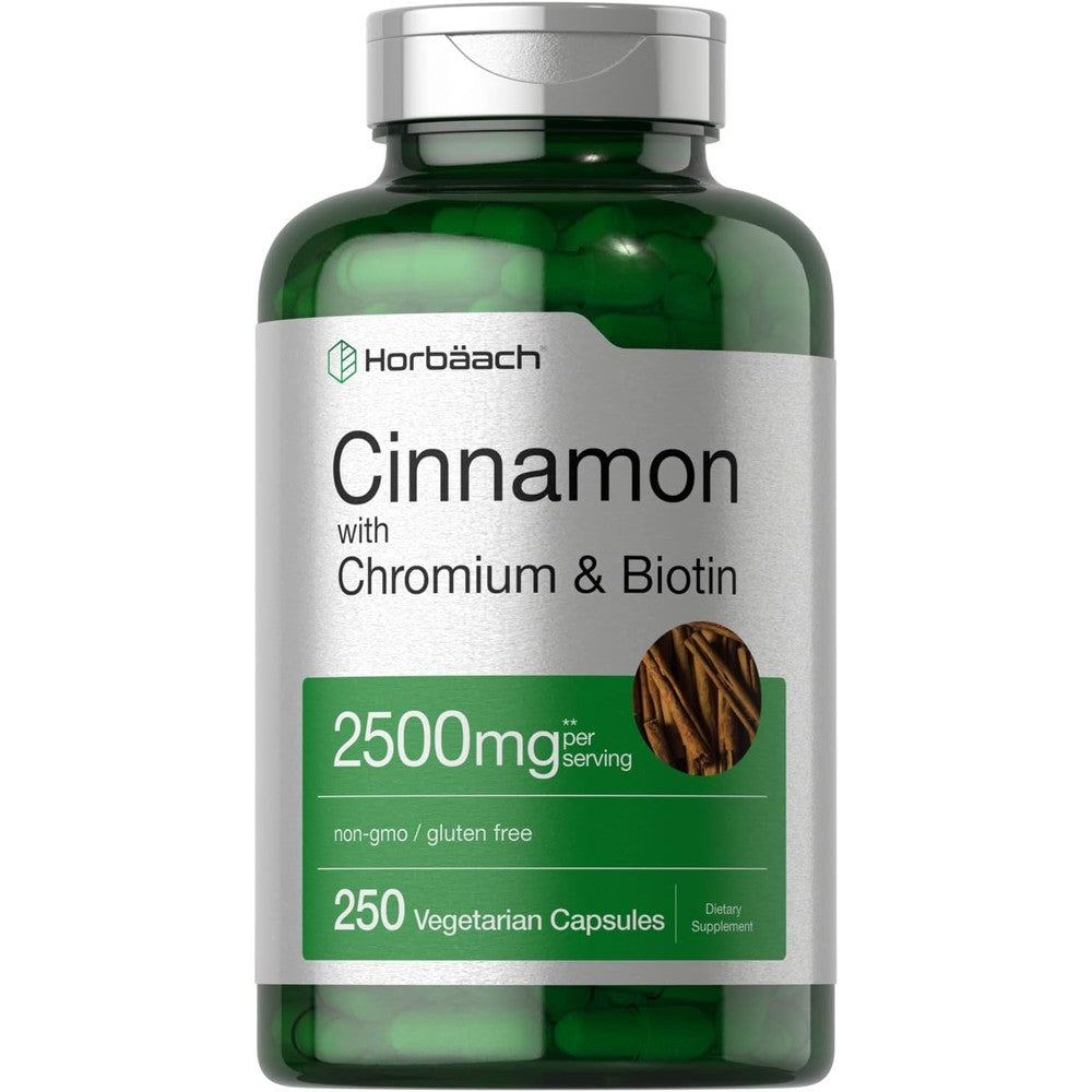 Horbäach Cinnamon with Chromium and Biotin 250 Capsules front view