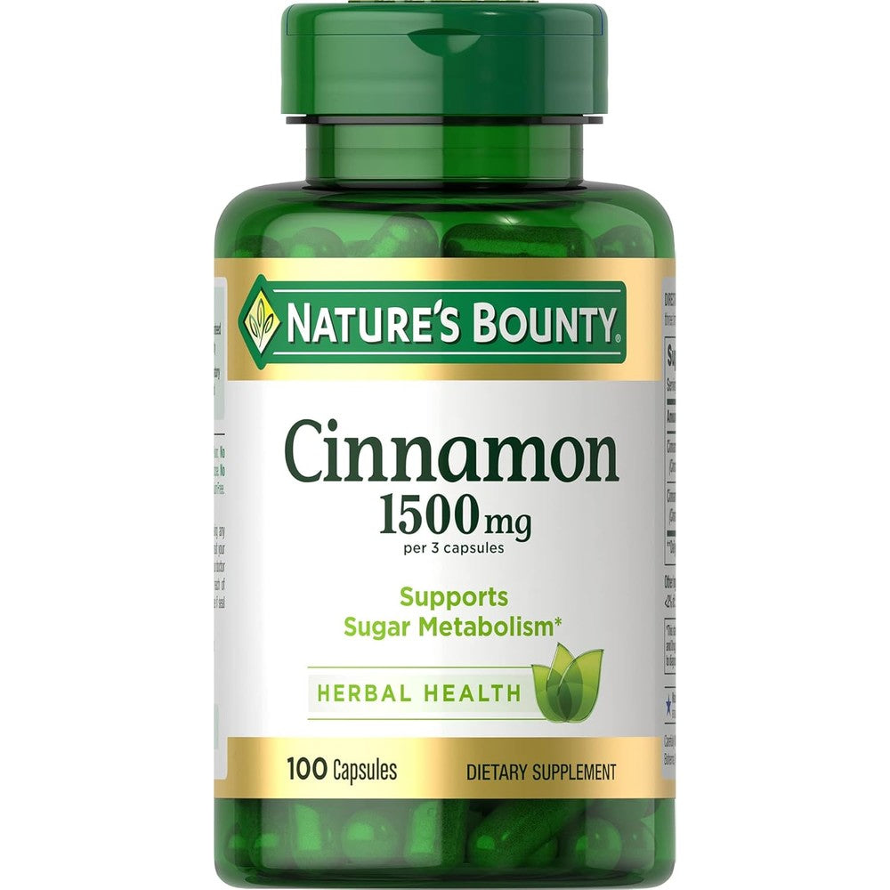 Nature's Bounty Cinnamon 1500mg bottle front view