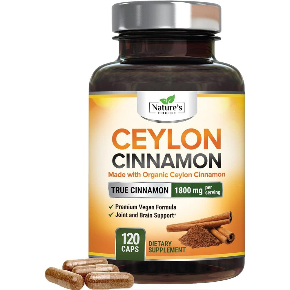 Nature's Choice Organic Ceylon Cinnamon 1800mg front bottle view