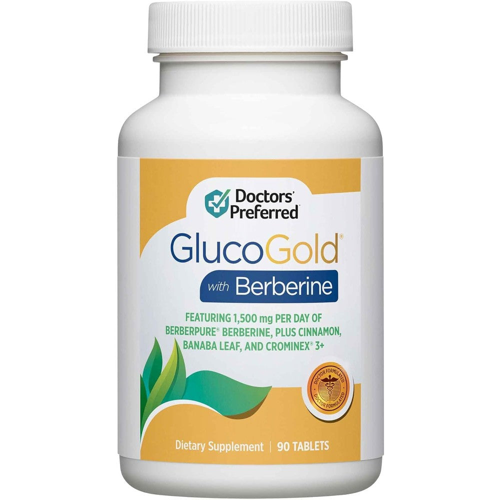 Doctors' Preferred GlucoGold bottle front view for blood sugar support