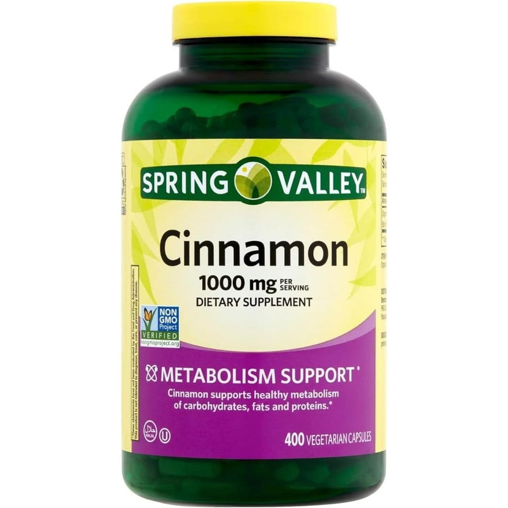 Spring Valley Cinnamon 1000mg metabolism support front bottle view
