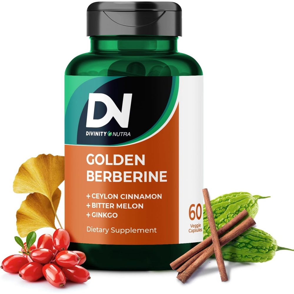 Divinity Nutra Golden Berberine 4-in-1 supplement bottle front view