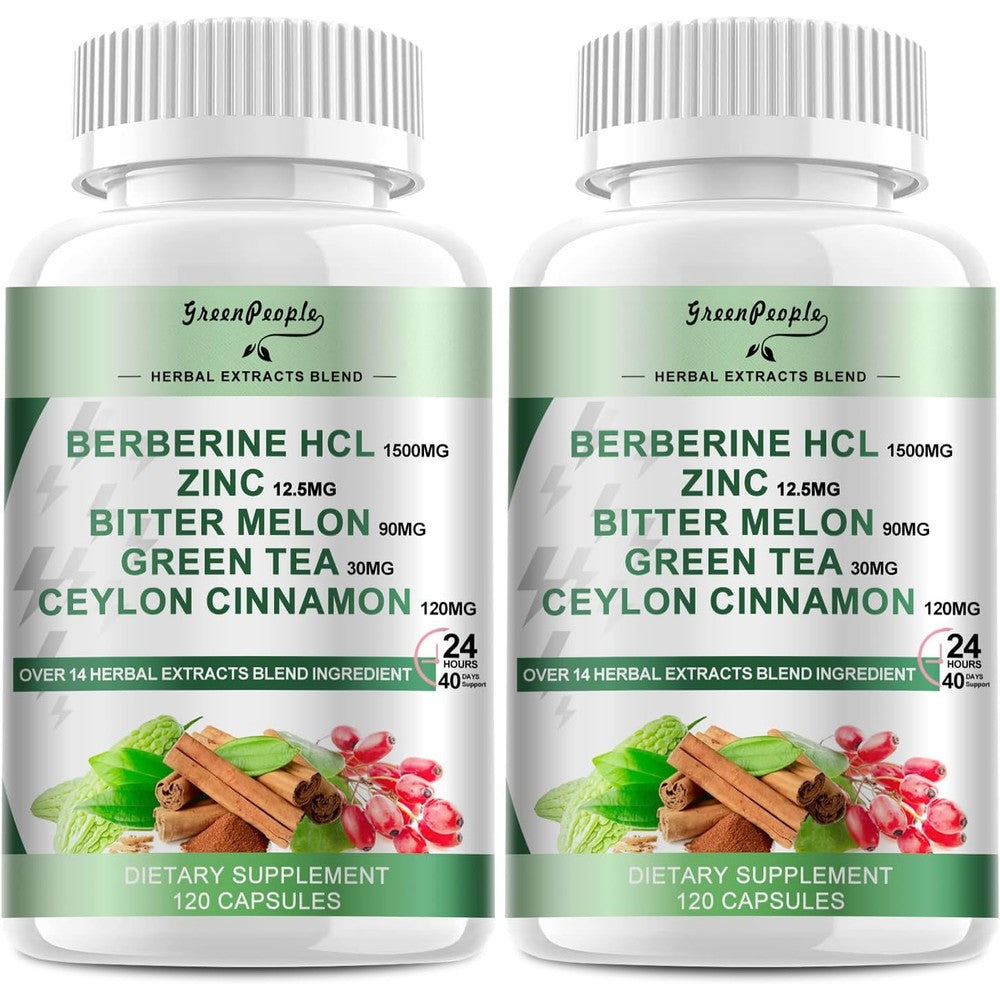 Greenpeople Berberine 1500mg with Ceylon Cinnamon bottle front view