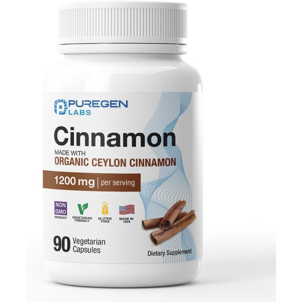 Puregen Labs Organic Ceylon Cinnamon front of bottle