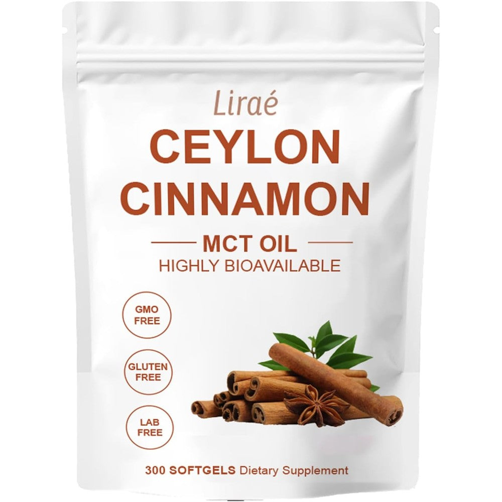 Lirae Ceylon Cinnamon softgels bottle front view for daily wellness