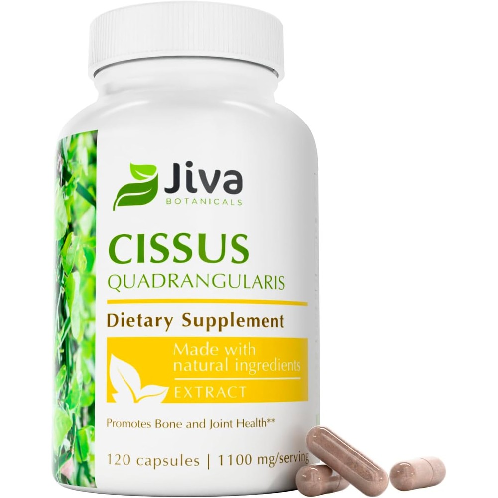 Jiva Botanicals Cissus Quadrangularis joint and bone support supplement front view bottle
