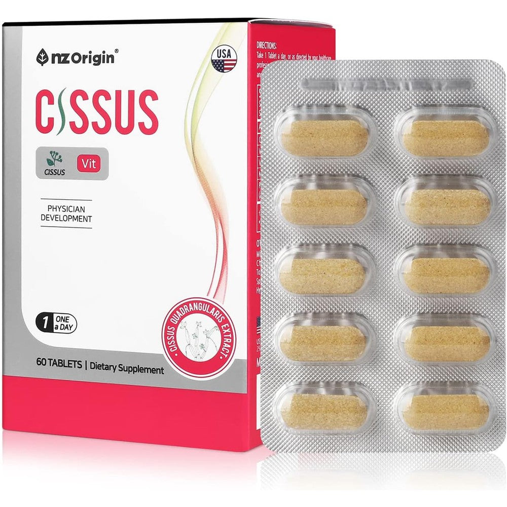 NZ Origin Cissus Quadrangularis joint support 60 capsules front bottle view