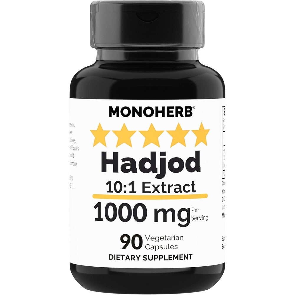 MONOHERB Hadjod Extract 1000mg 90 vegetarian capsules front bottle view for joint support.