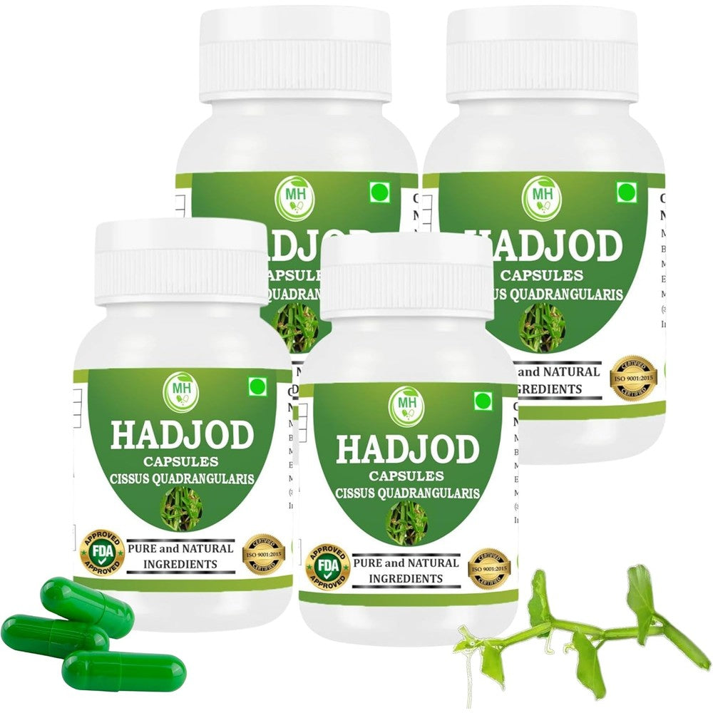 Morsan Healthcare Hadjod Cissus Quadrangularis 4 pack front view showcasing bone and joint support labels.